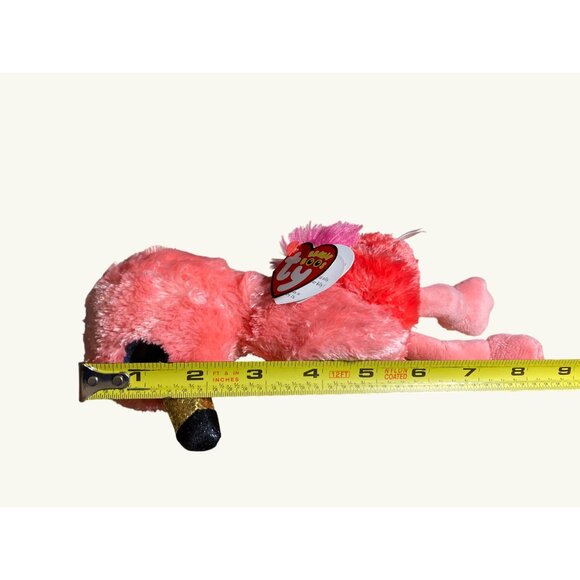 Ty Beanie Boo's Gilda Pink Flamingo 2018 Silk Plush Toy Blue Glitter Eyes - Picture 13 of 14